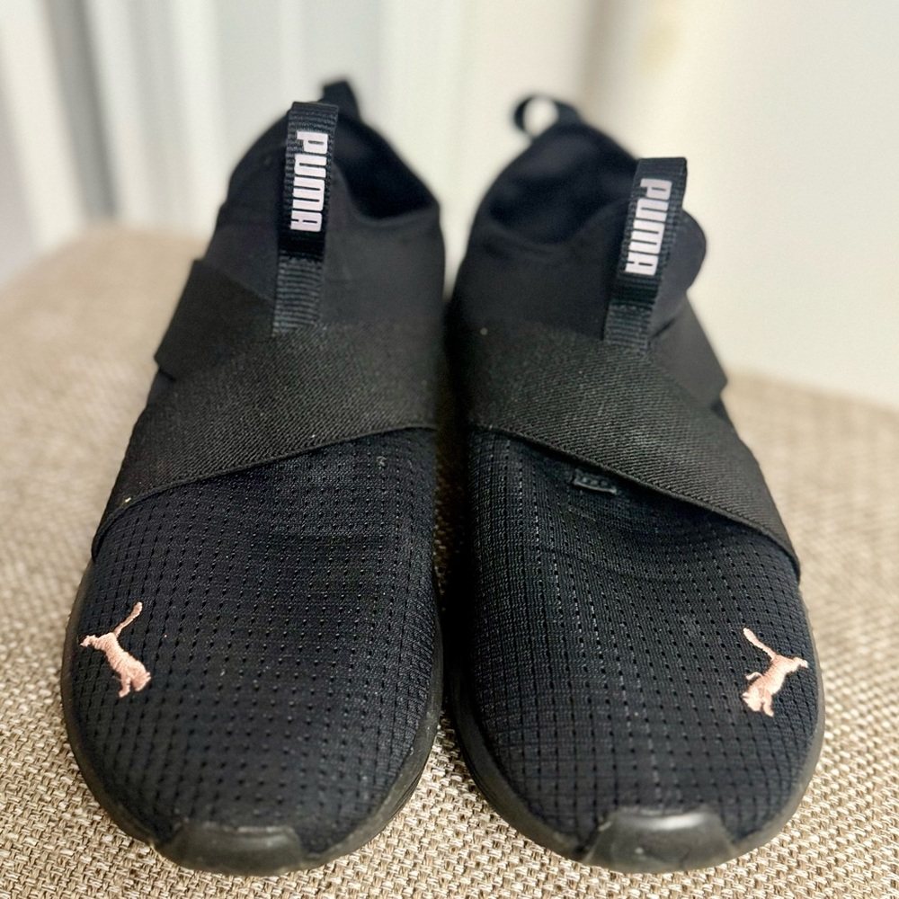 Puma Black Sneakers with Pink Accents